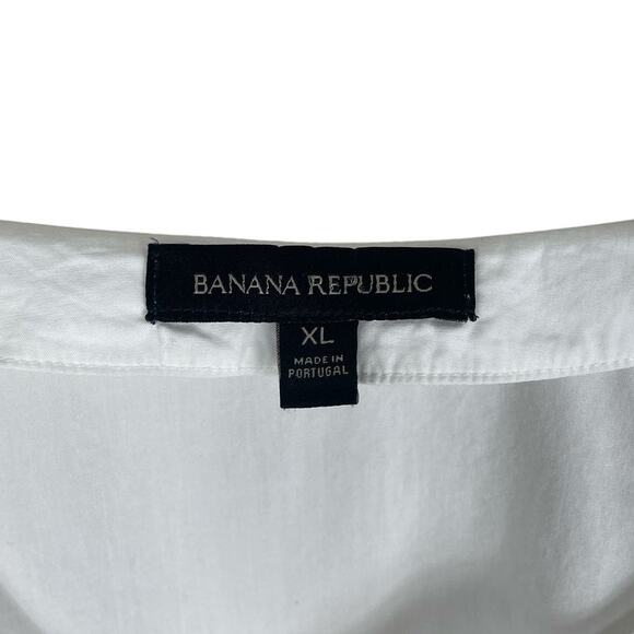 Banana Republic 100% Cotton Poplin Top Bell Sleeves V-Neck Classic White Size XL - Picture 6 of 8